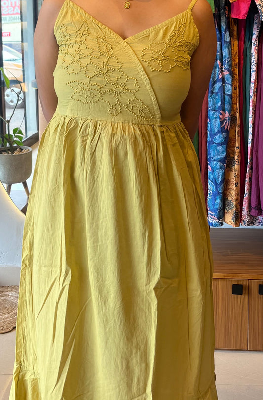 Garden whispers  Dress - Lime Yellow