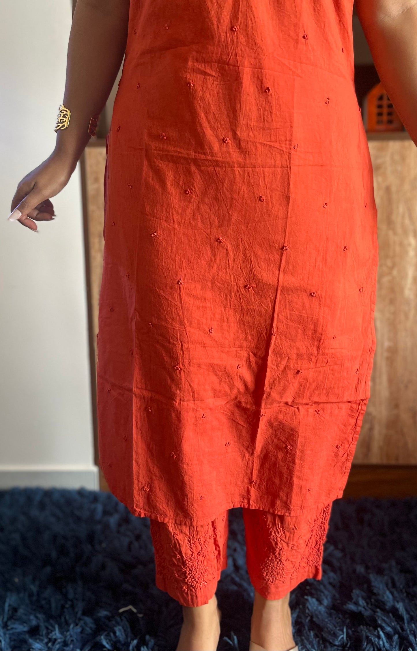 Straight Kurti and pant (Sleeveless) PRE-ORDER - Dark Rust Orange