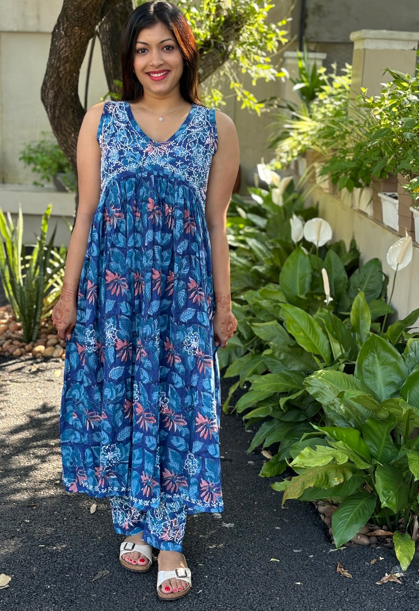 Sleeveless Aliya cut dress (with work on front and back) PRE-ORDER - Neelima