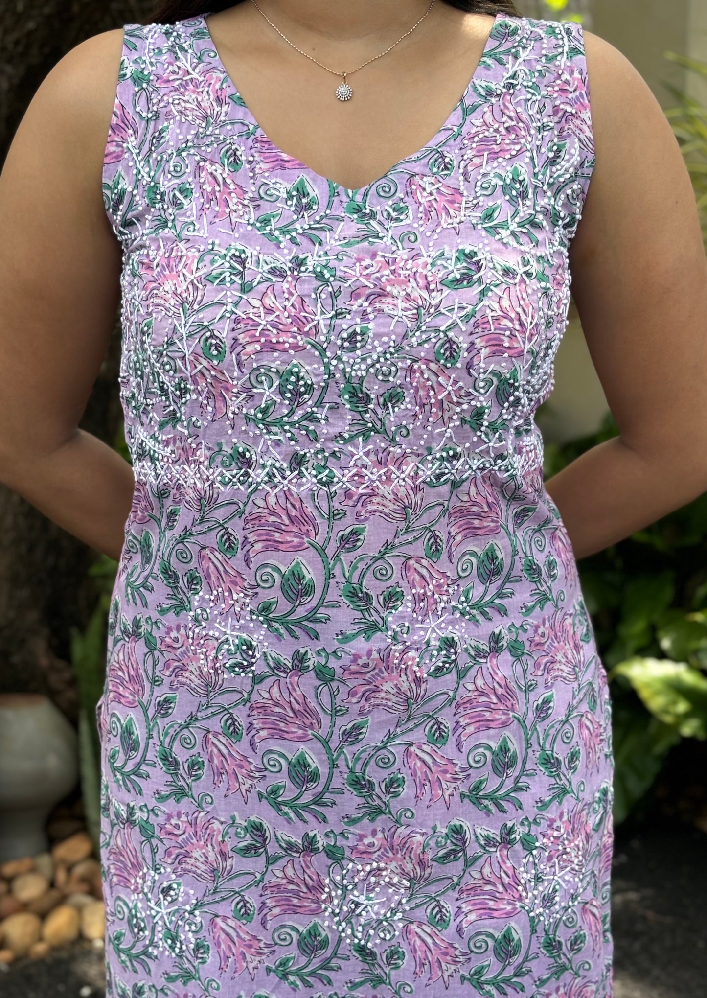 Straight Kurti and pant (Sleeveless) PRE-ORDER - Lavender Smera