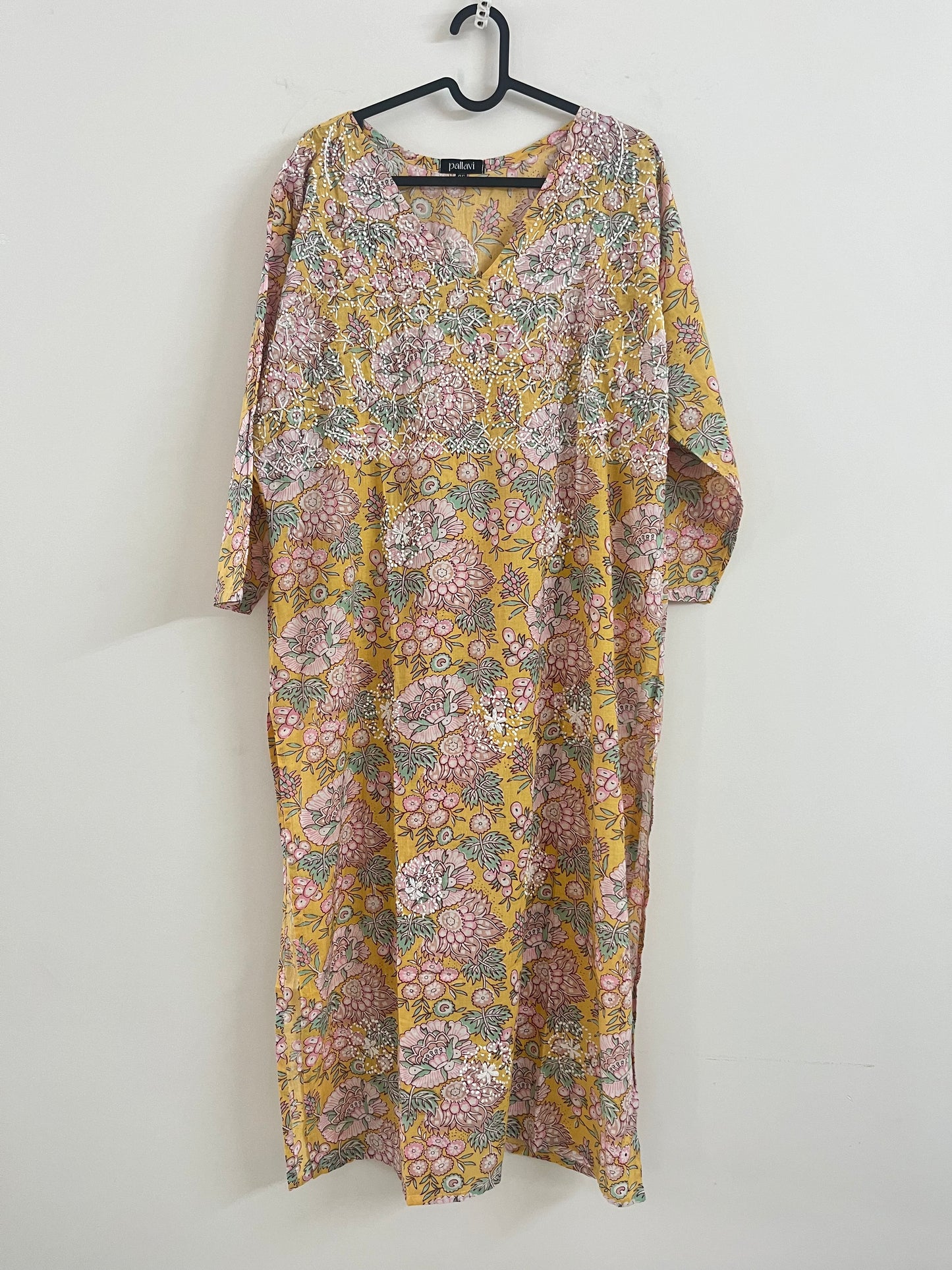 Straight Kurti PRE-ORDER - Floral Yellow Pink