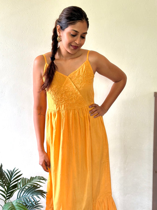 Garden whispers  Dress - Mustard Yellow