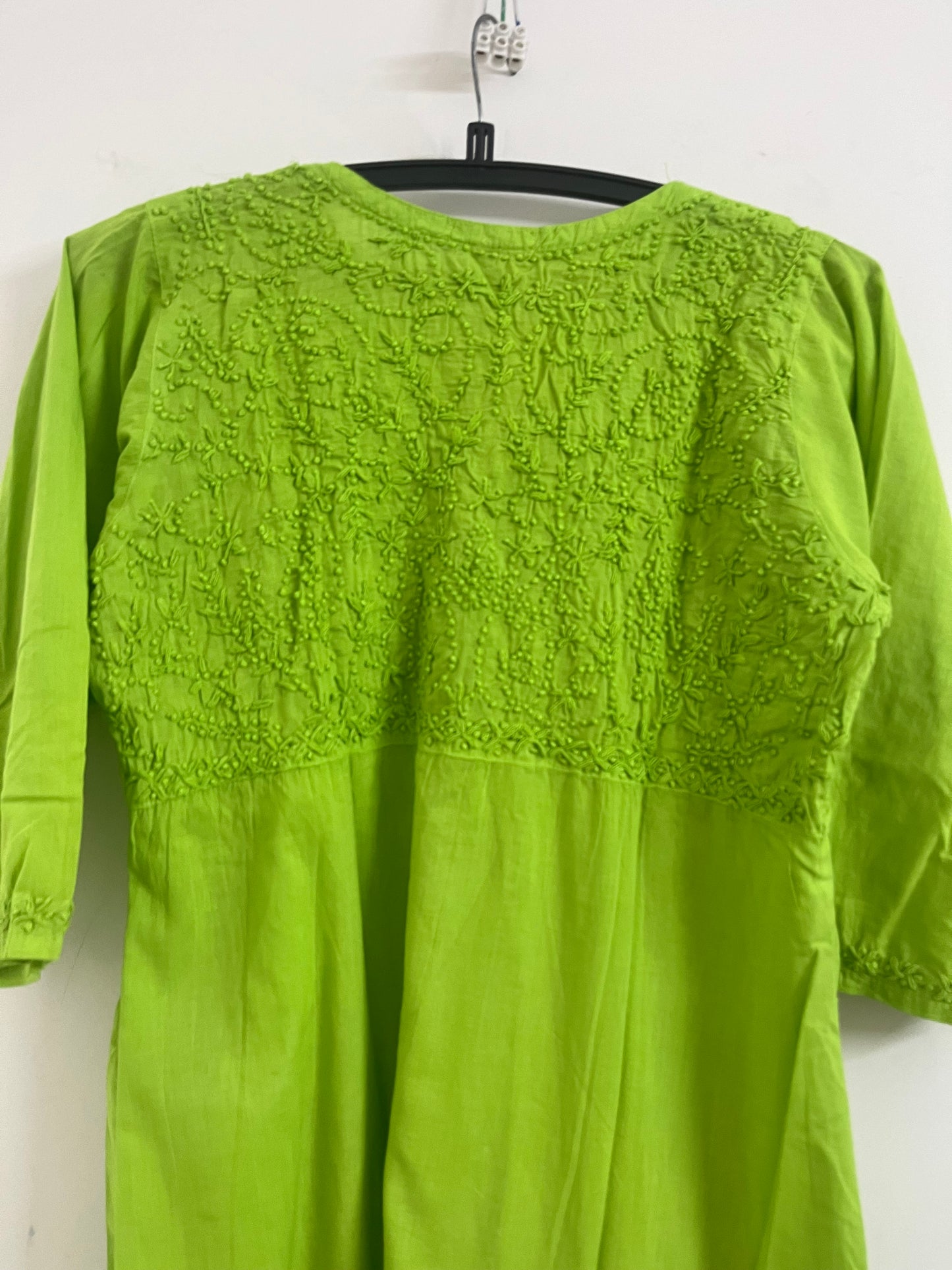 Aliya Cut Kurti/Dress -Neon green (with work on front and back)