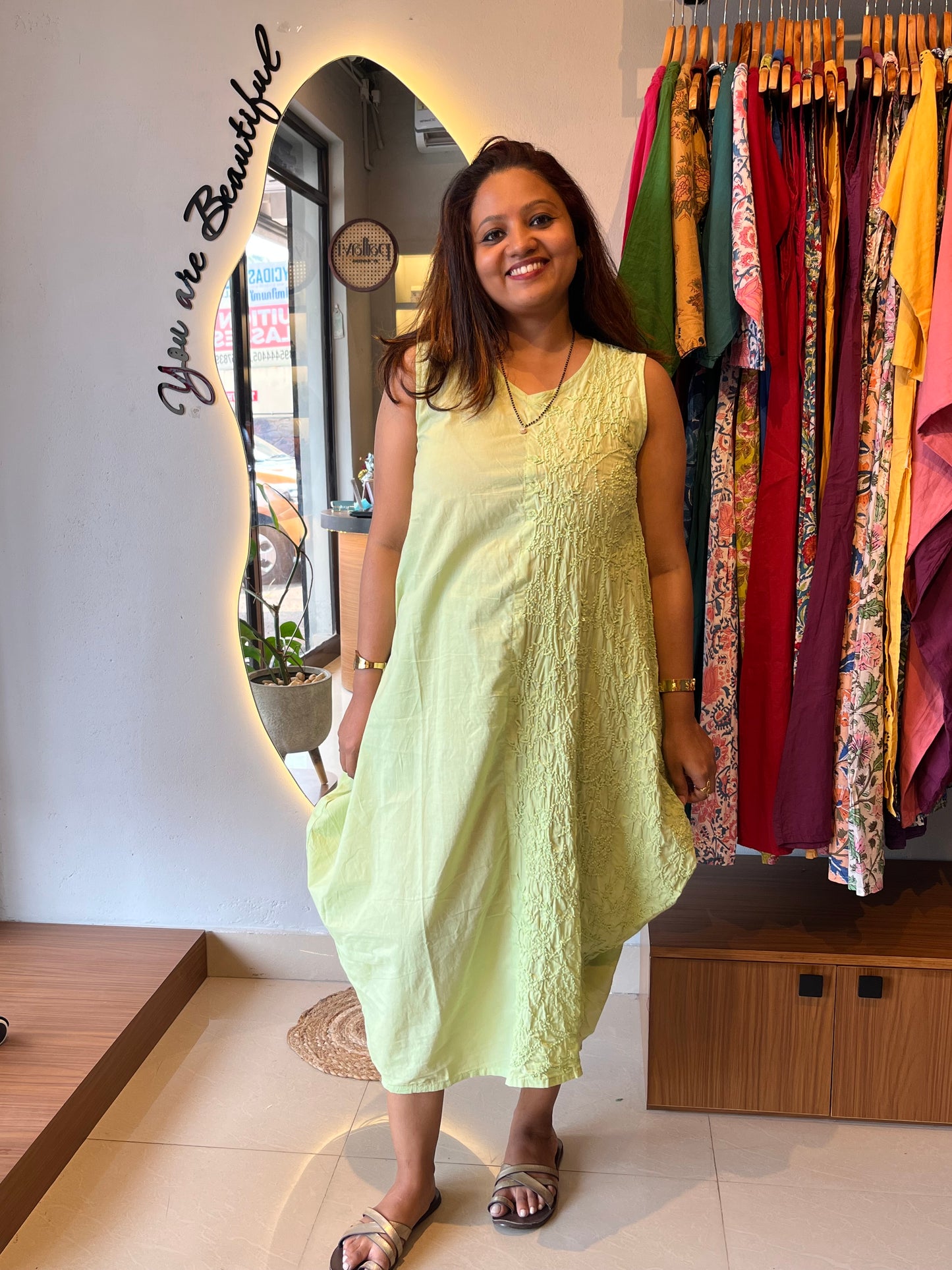 Balloon dress - Pista Green