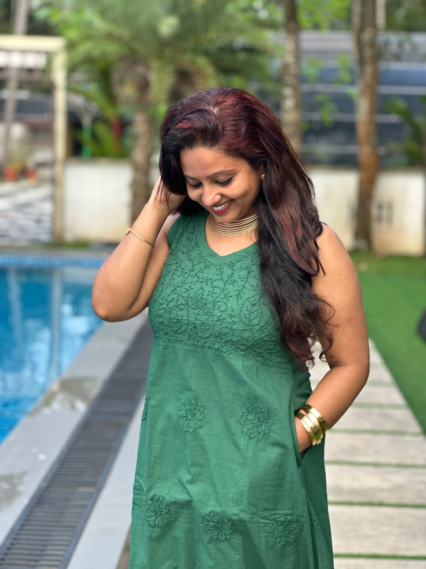 Sleeveless A-LINE Dress PRE-ORDER - Bottle green