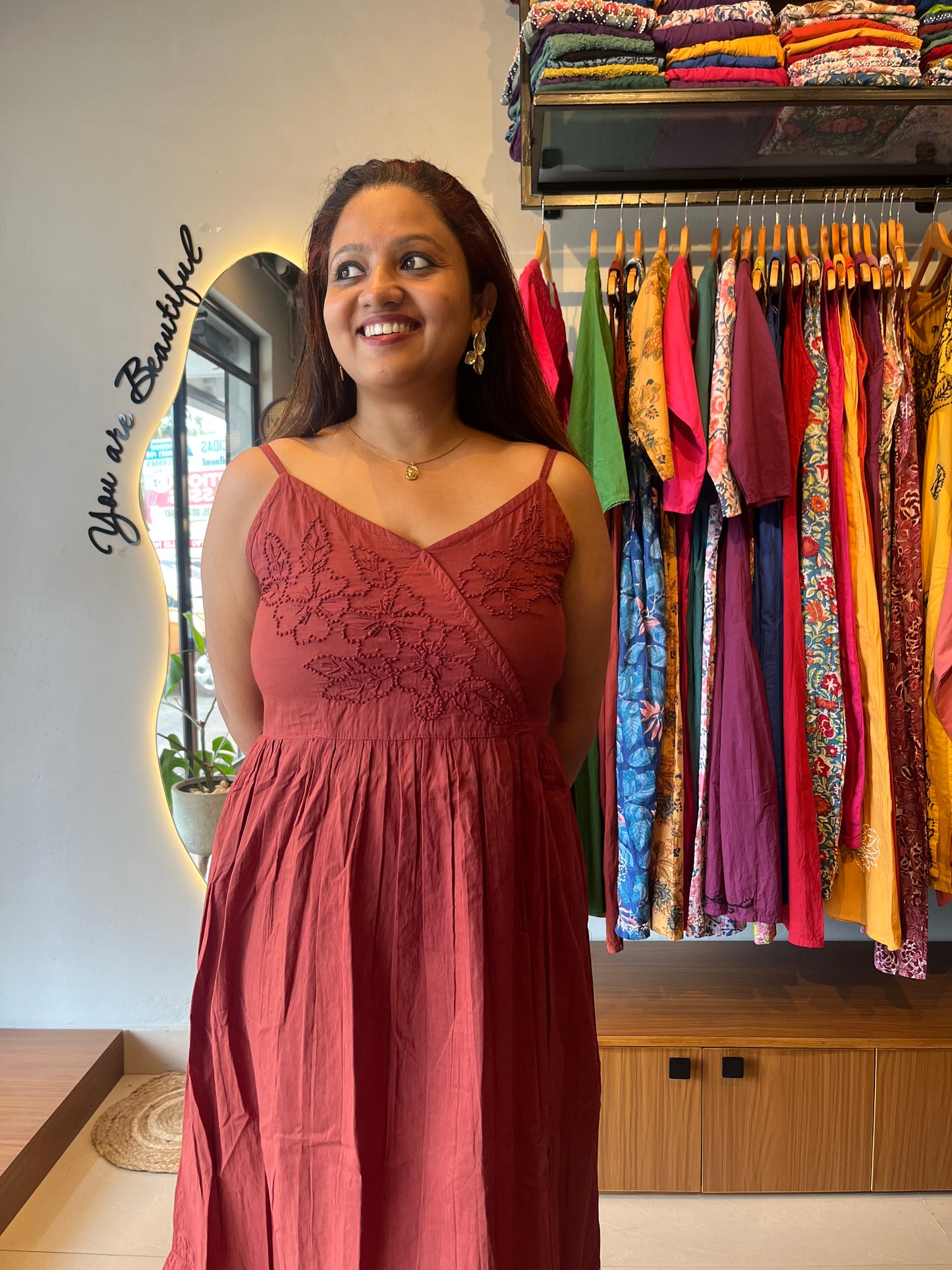 Garden whispers  Dress - Cinnamon brown