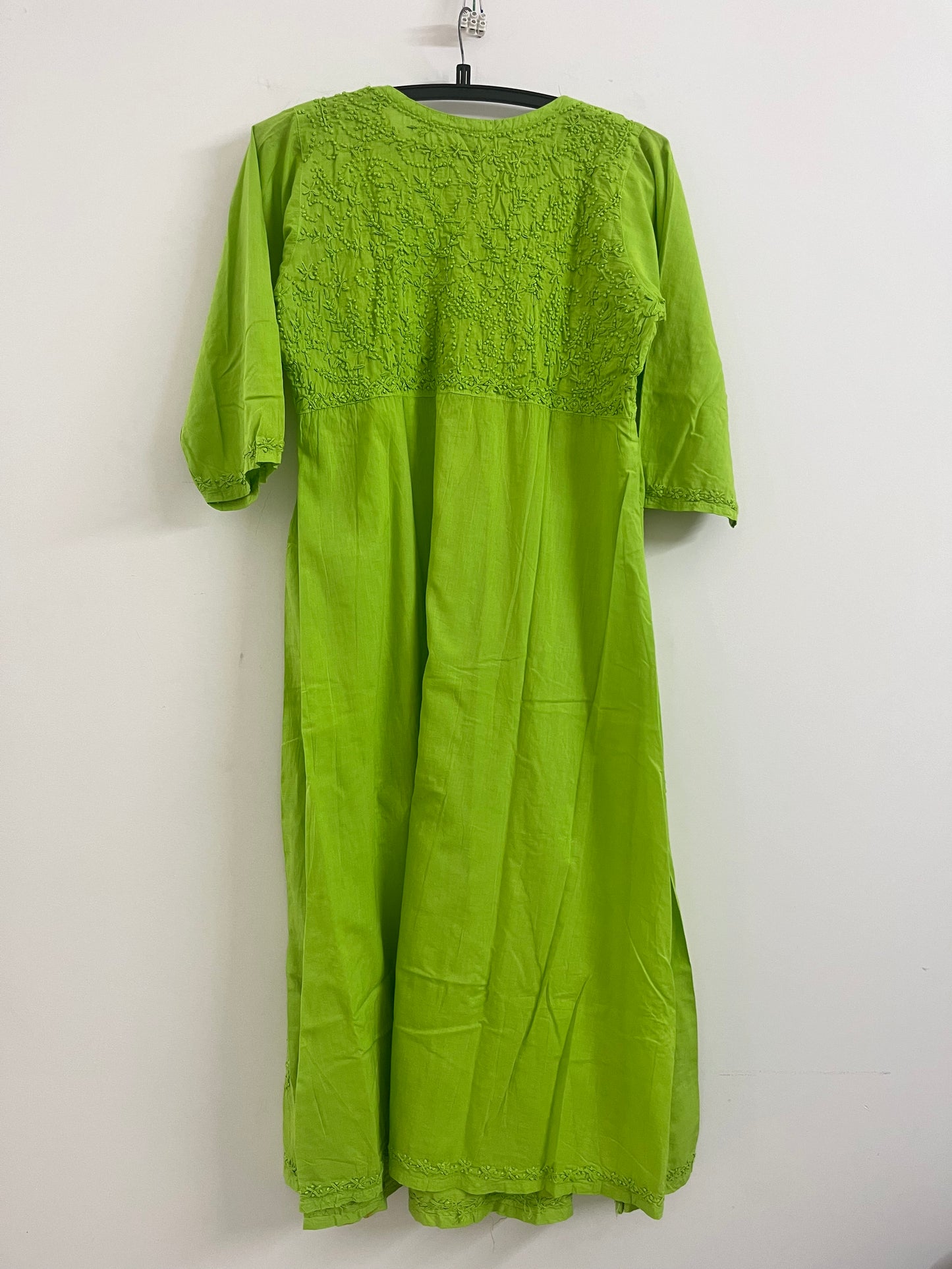 Aliya Cut Kurti/Dress -Neon green (with work on front and back)