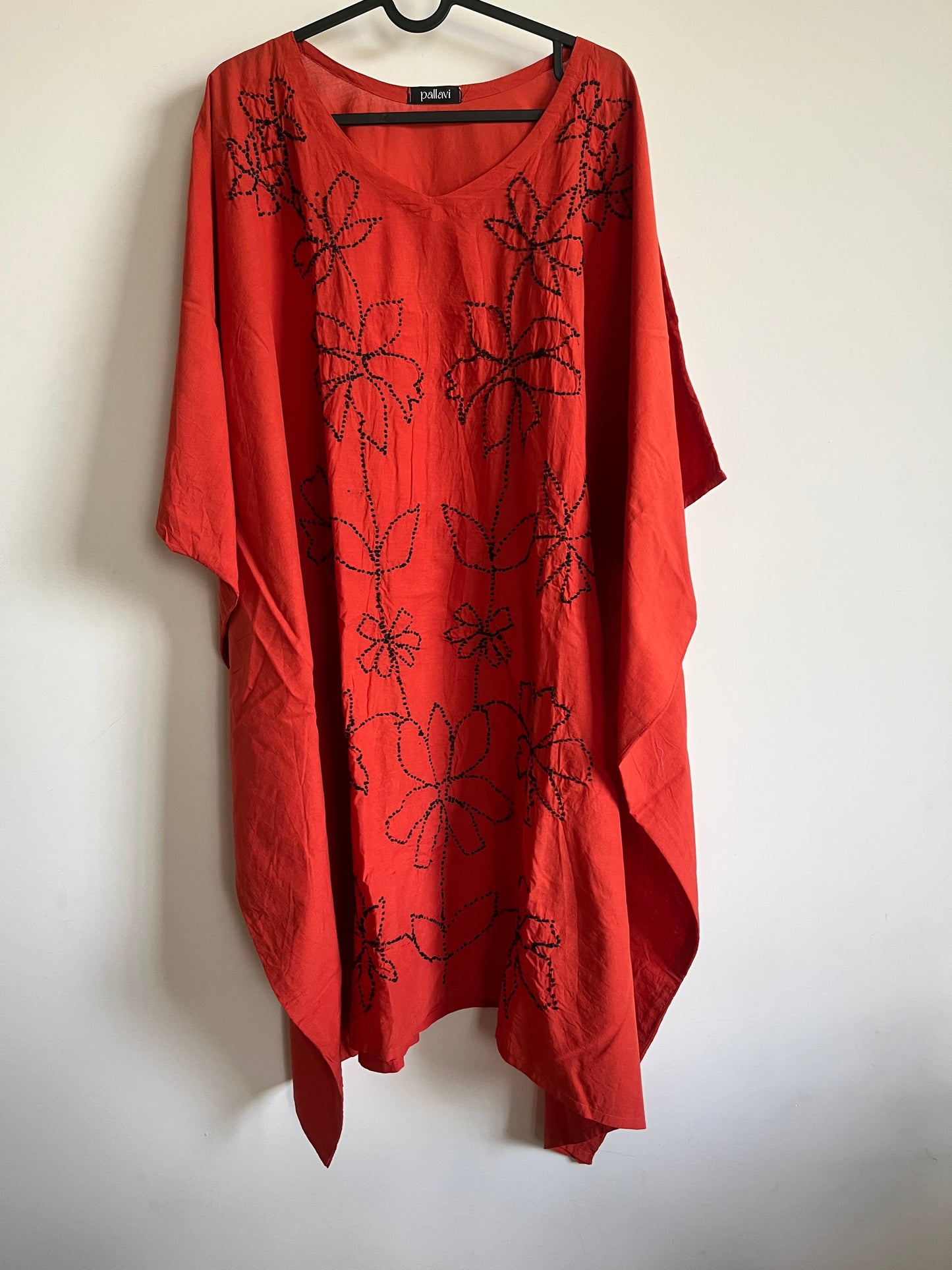 Kaftan top and pant PRE-ORDER - Black knots on Dark Rust Orange