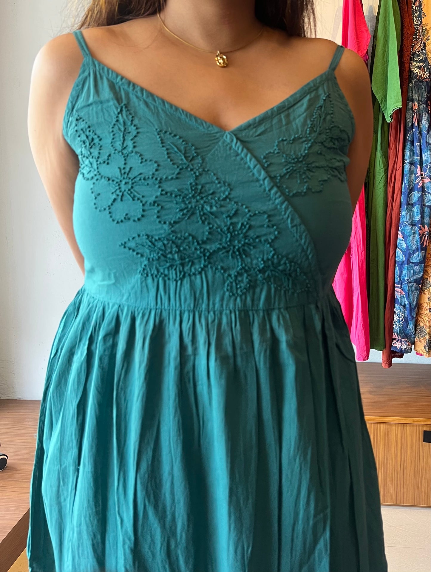 Garden whispers  Dress - Peacock green