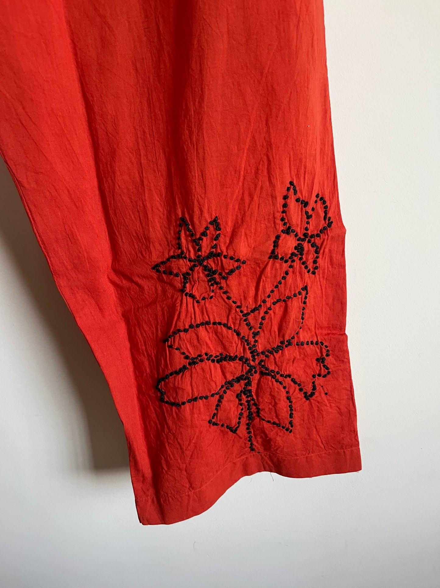 Kaftan top and pant PRE-ORDER - Black knots on Dark Rust Orange