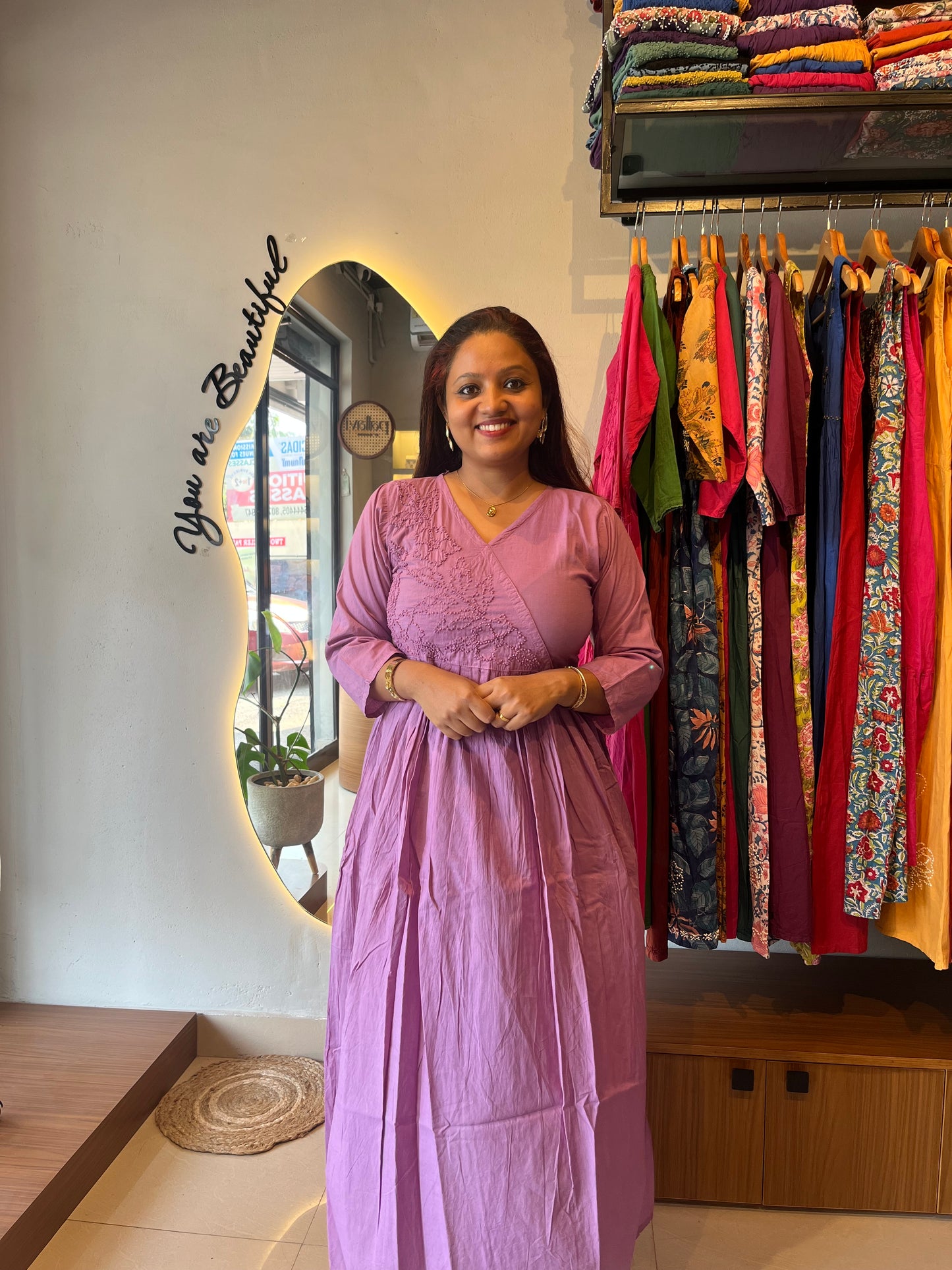 Pleated Angrakha dress - Pale lavender