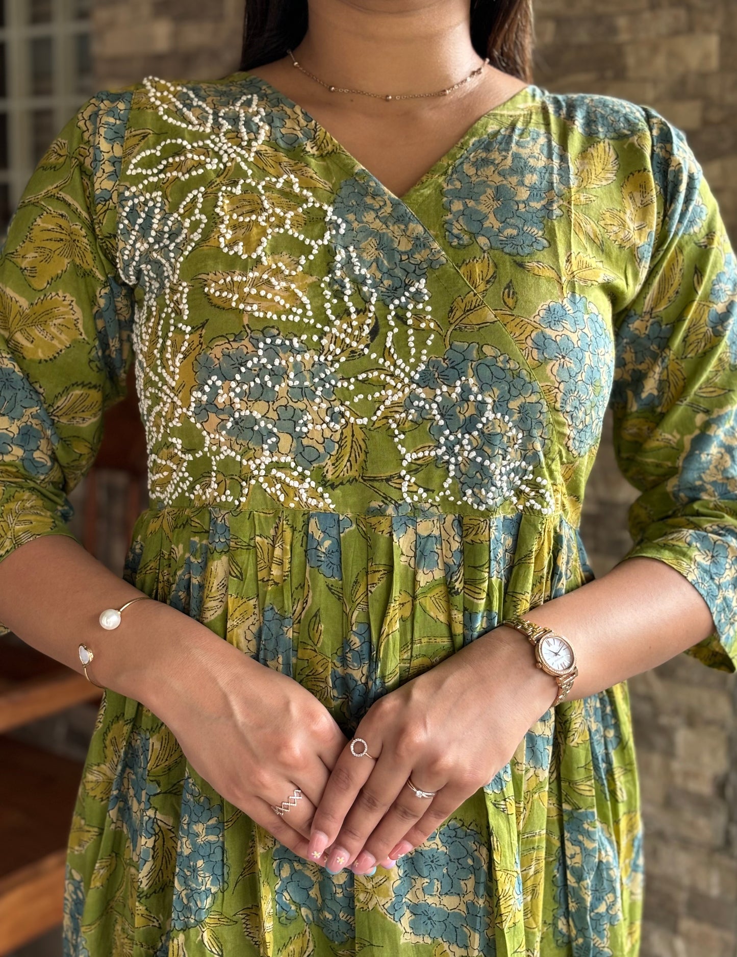 Pleated Angrakha dress PRE-ORDER - Bluebelle