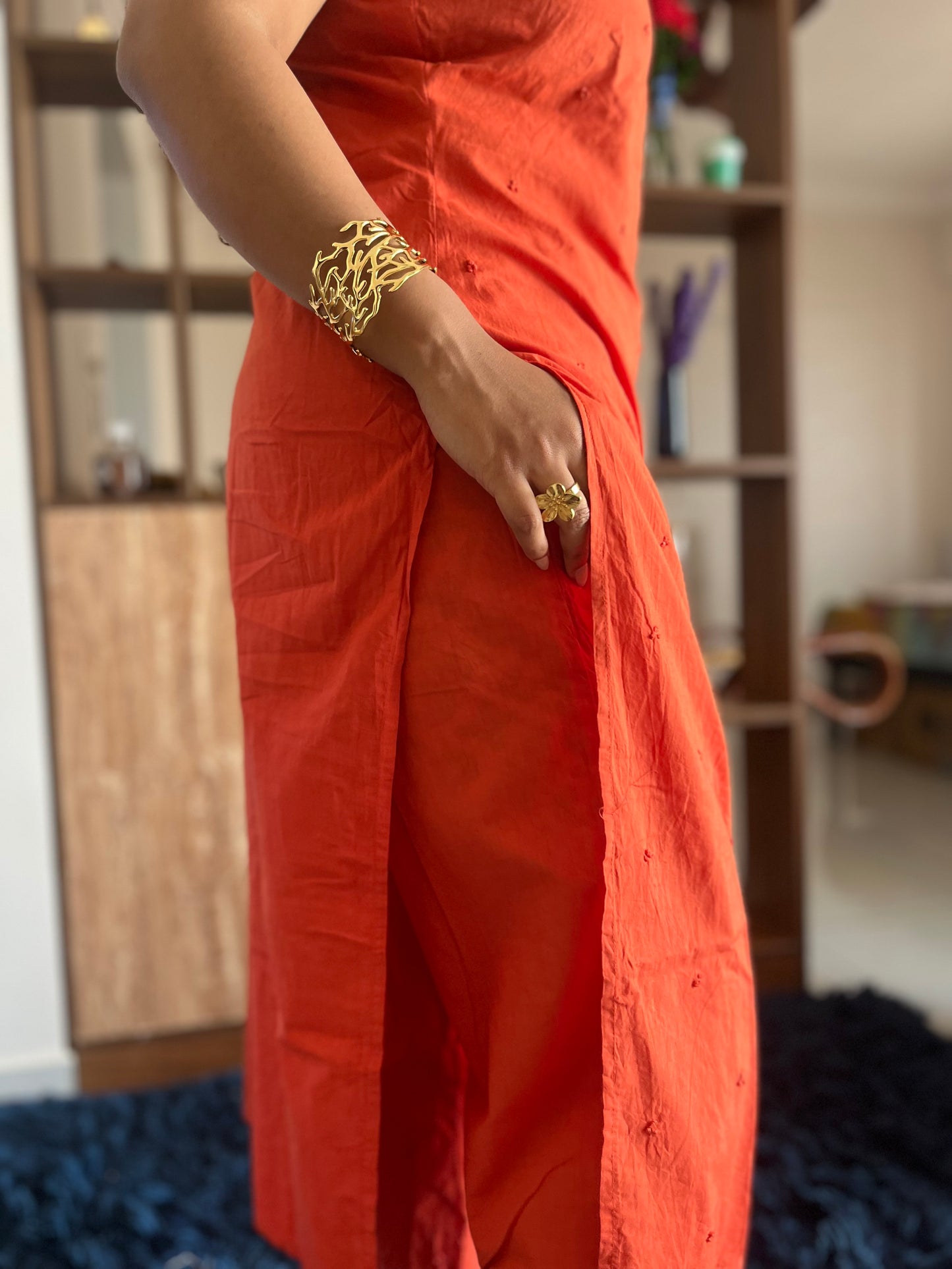 Straight Kurti and pant (Sleeveless) PRE-ORDER - Dark Rust Orange