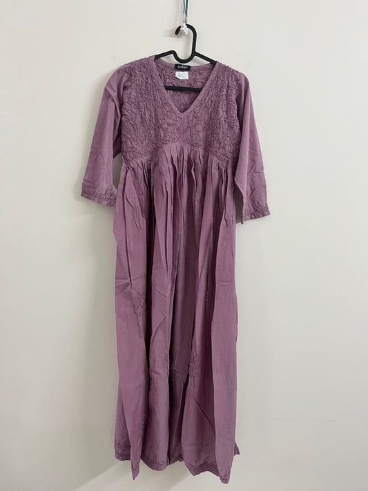 Aliya Cut Kurti/Dress - Pale Lavender (with work on front and back)