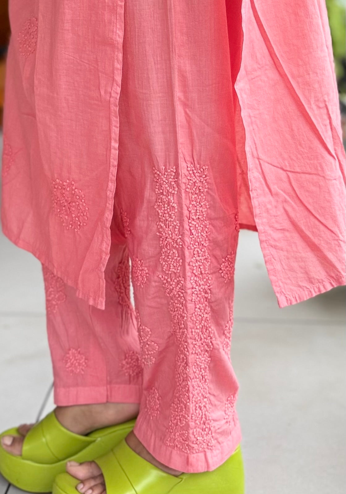 Sleeveless Straight Kurti and Pant (co-ord set) PRE-ORDER - Neon Peach