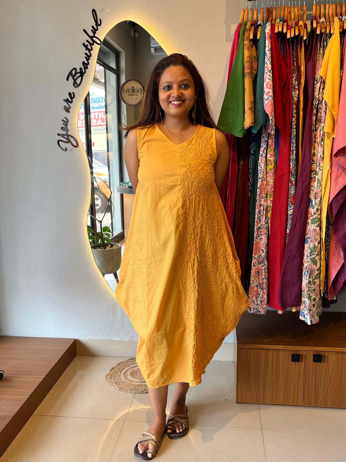 Balloon dress - Mustard Yellow