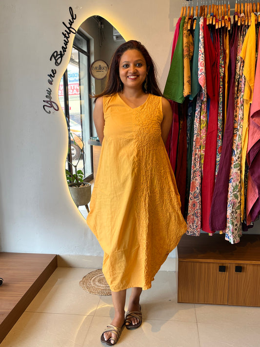 Balloon dress - Mustard Yellow