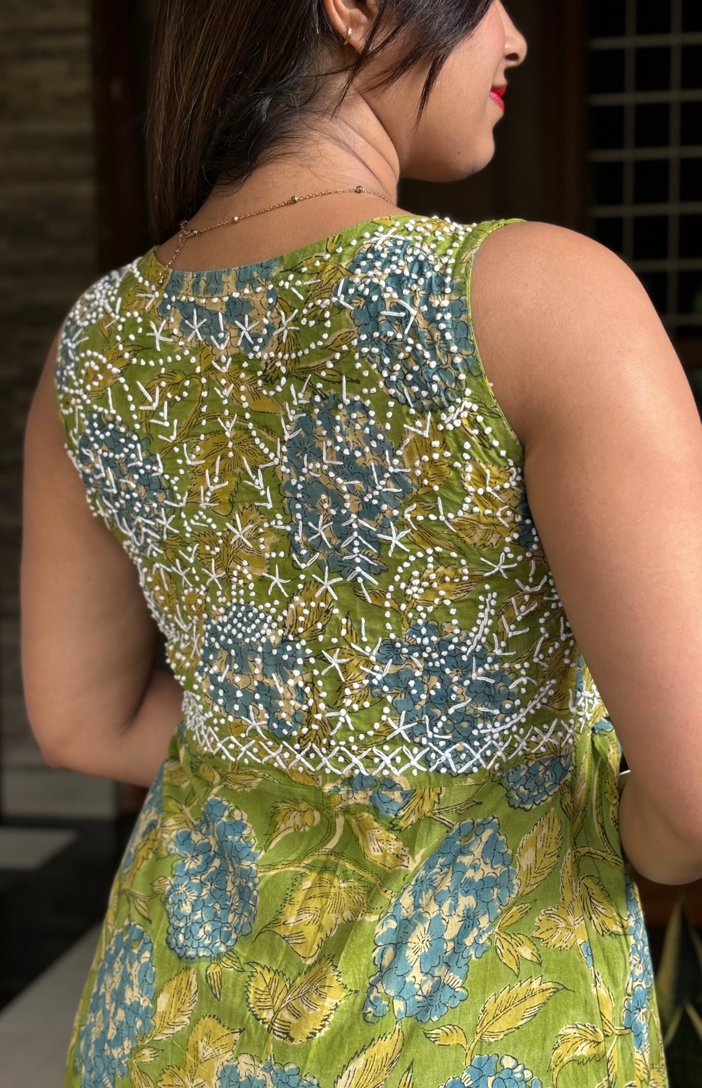 Sleeveless Aliya cut dress (with work on front and back) and pant PRE-ORDER - Bluebelle