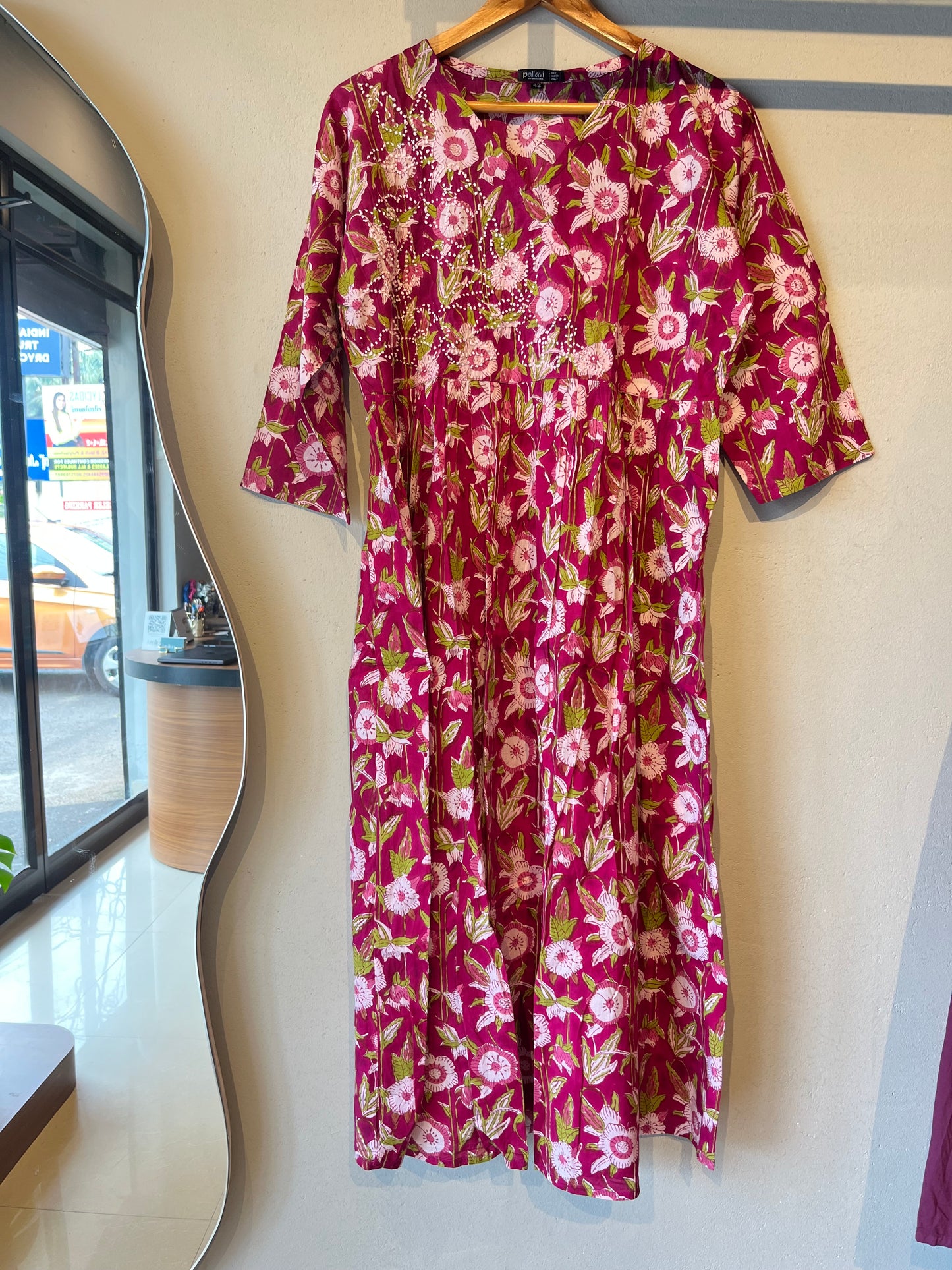 Pleated Angrakha dress - Purple Vega