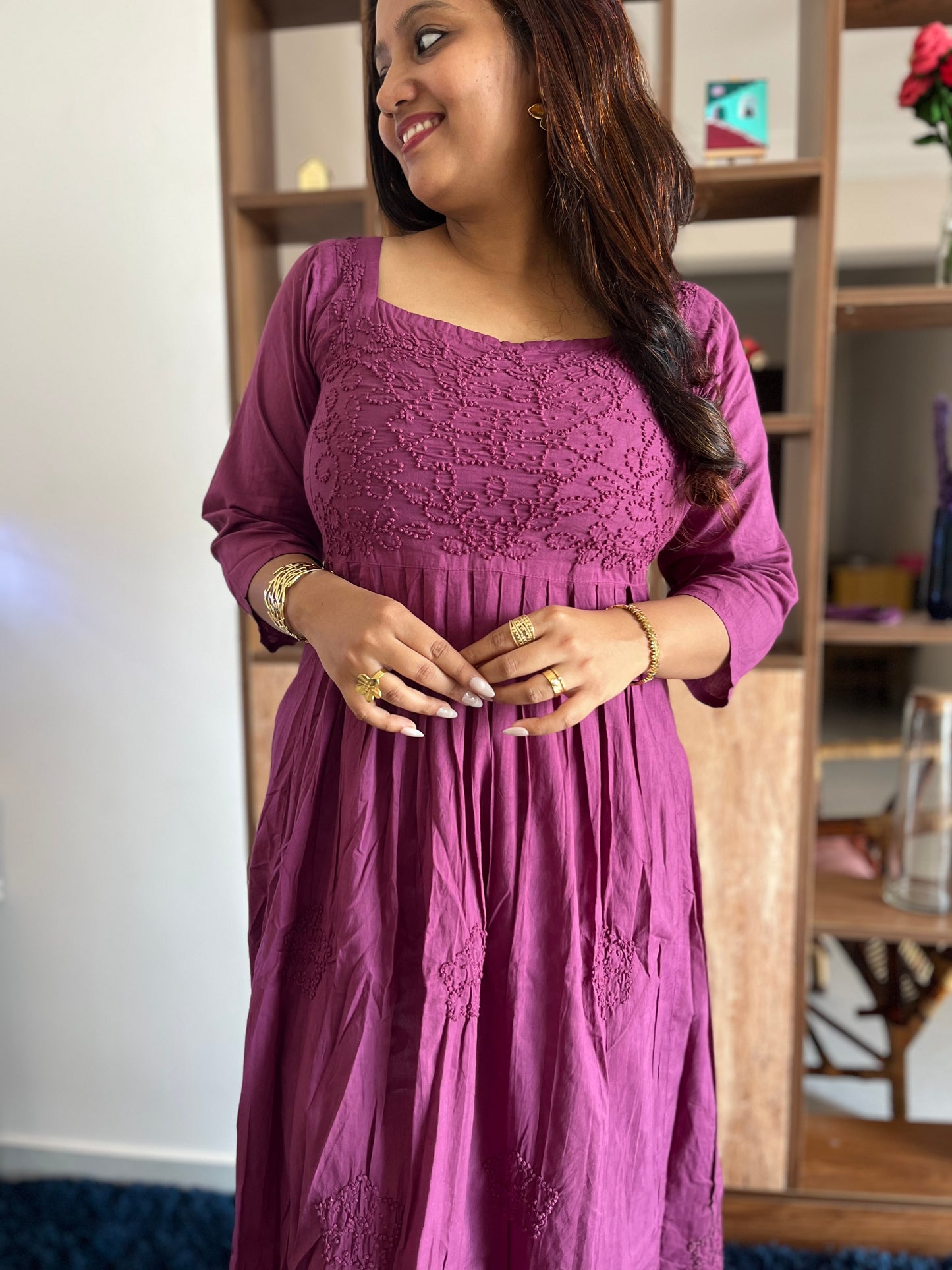 Pleated dress PRE-ORDER  - Wine