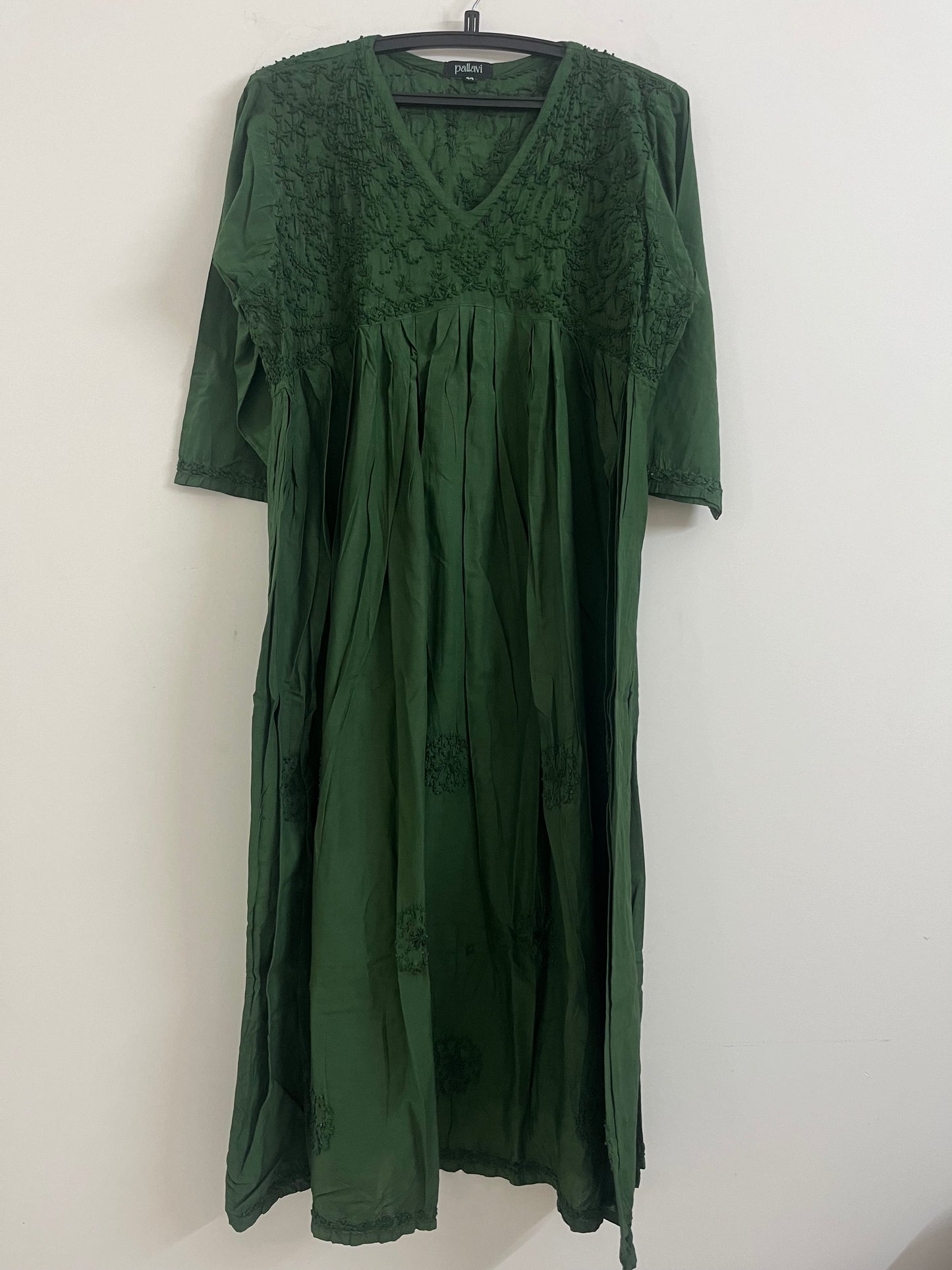 Aliya Cut Kurti/Dress -Seaweed green (with work on front and back)