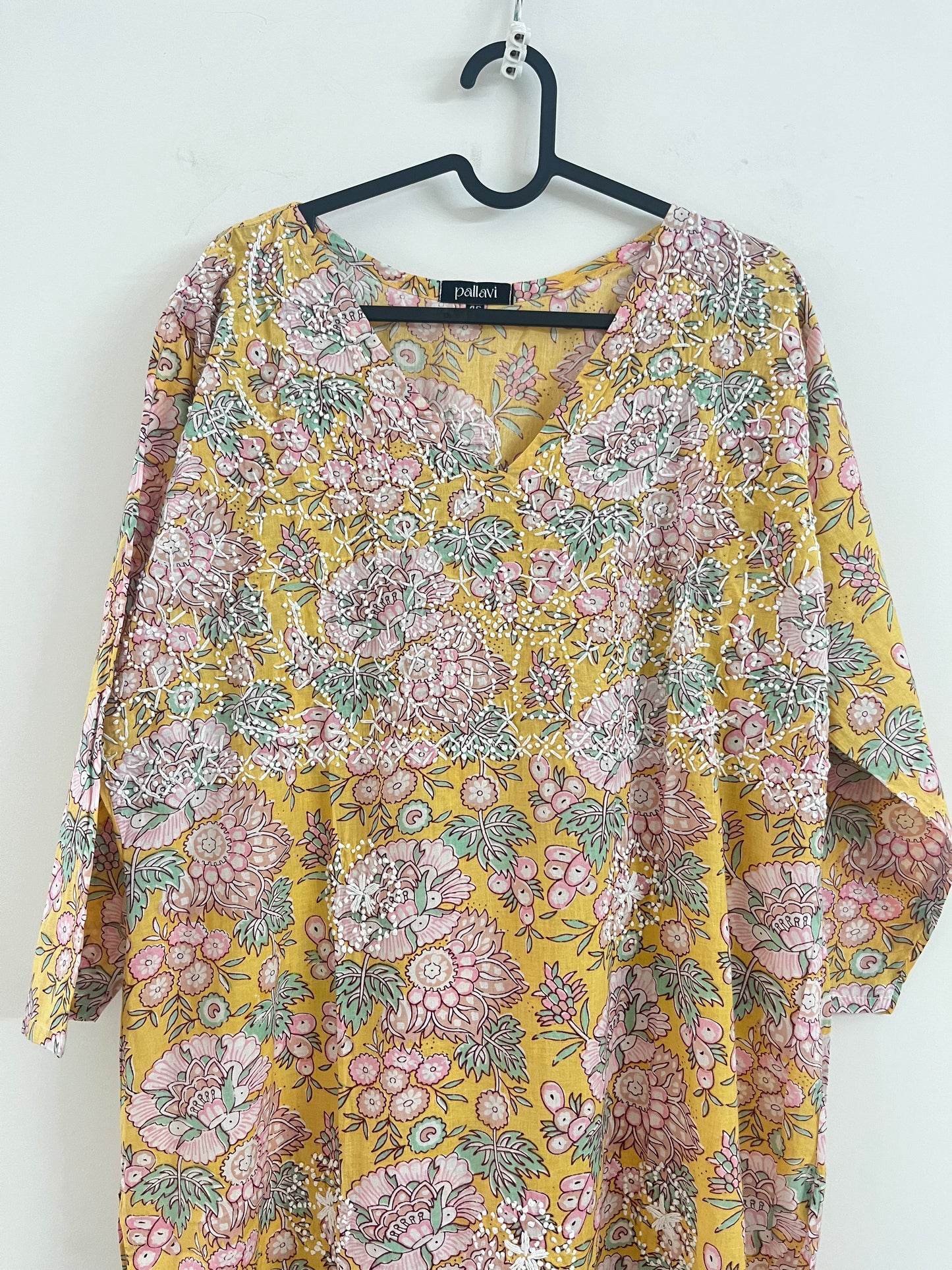Straight Kurti PRE-ORDER - Floral Yellow Pink
