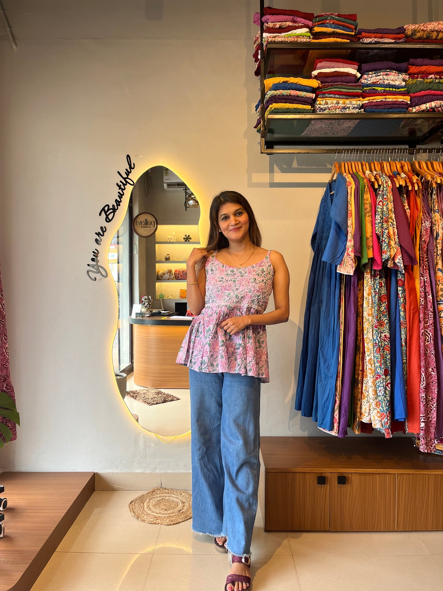 Flared Short Top - Lavender smera
