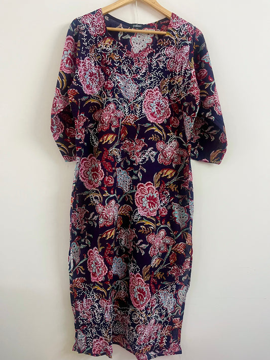 Straight Kurti and pant PRE-ORDER - Floral black