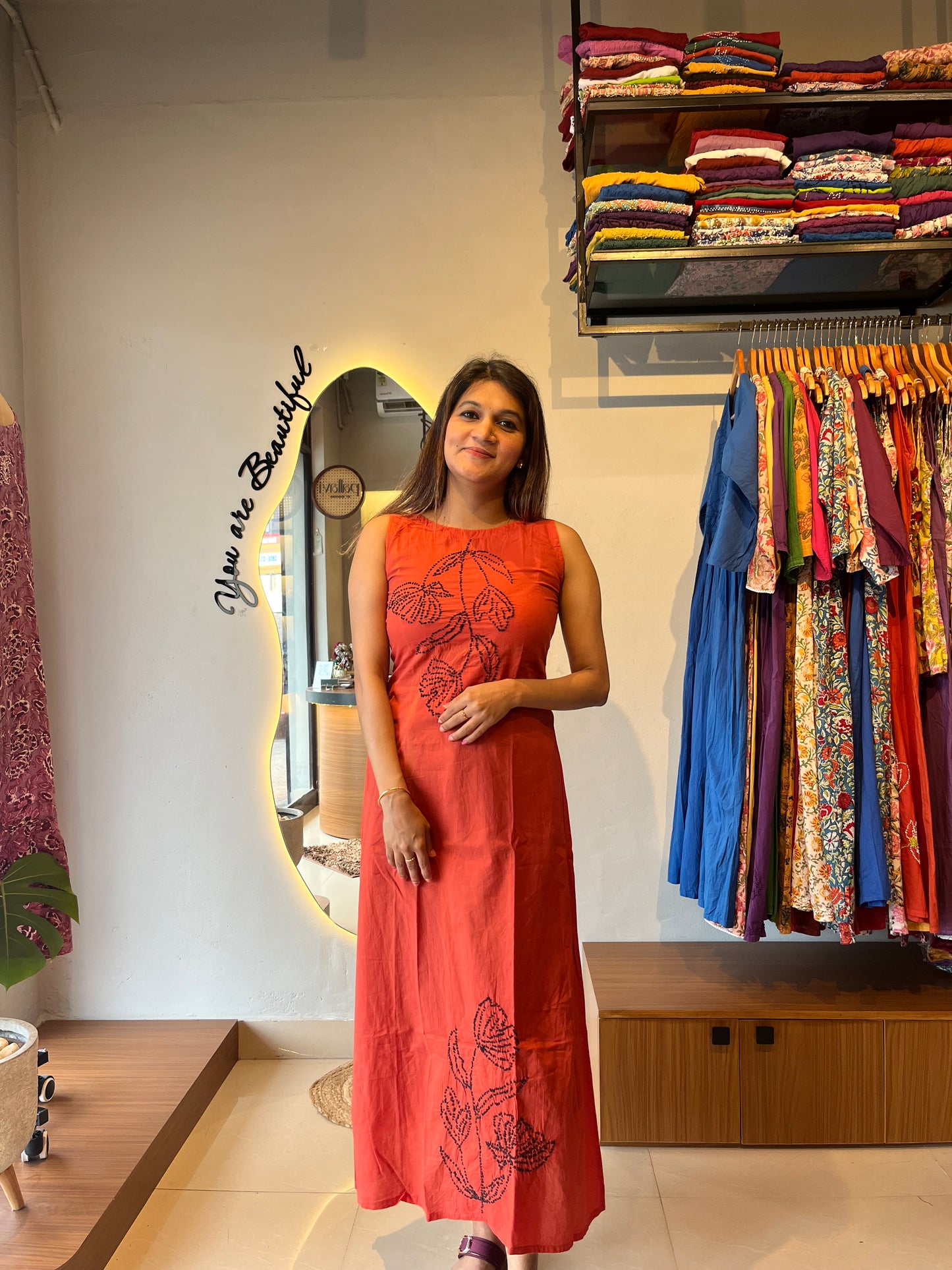 Chameli Charm  Dress  - Rust Orange