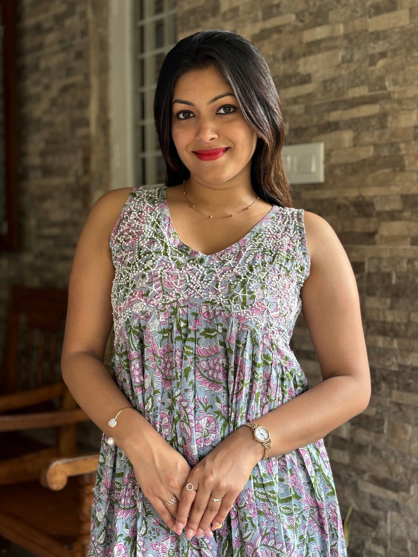 Sleeveless Aliya cut dress (with work on front and back) and pant PRE-ORDER - Sitara