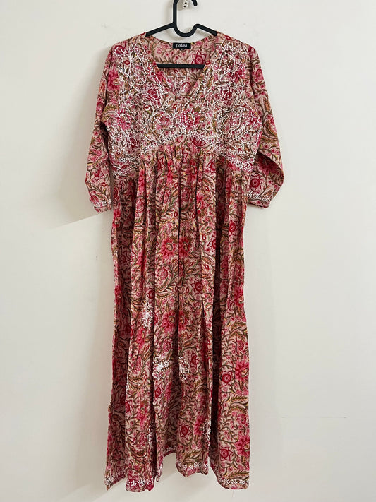 Aliya Cut Dress PRE-ORDER - Floral Peach Red