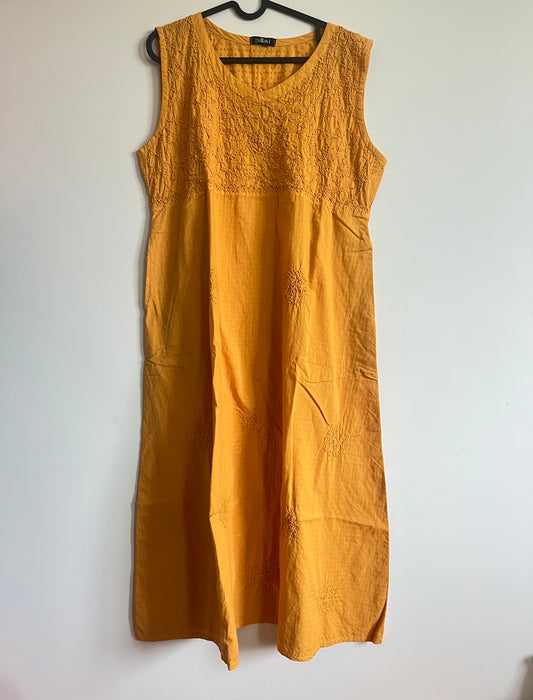 Sleeveless A-line Dress - Mustard Yellow