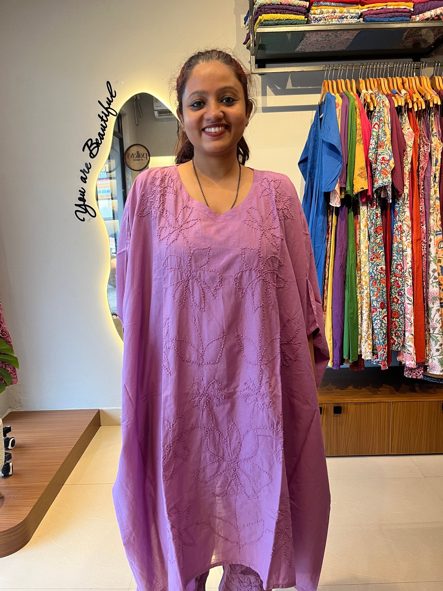 Kaftan top and pant - Pale lavender