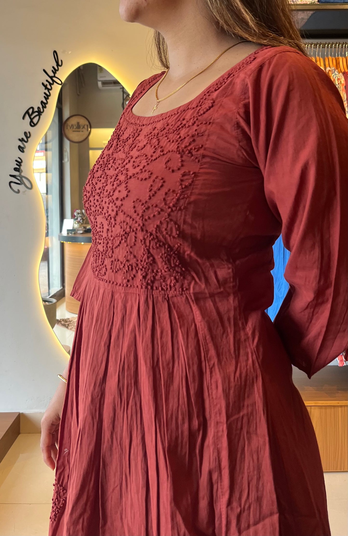 Pleated dress - Cinnamon brown