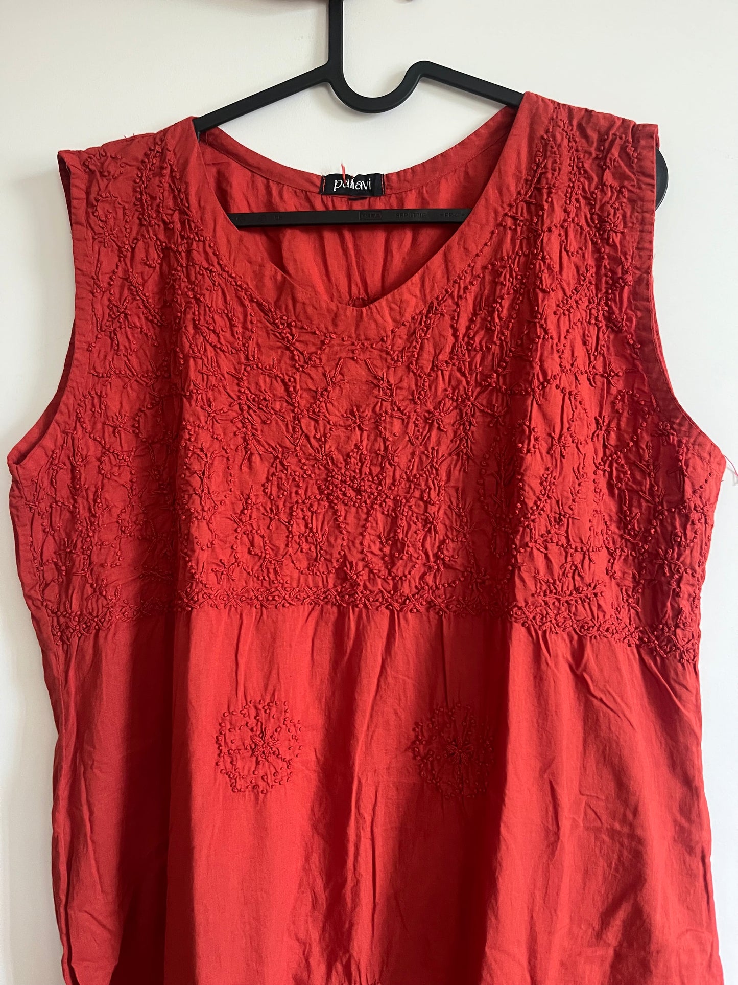 Sleeveless Straight kurti  - Brick Orange