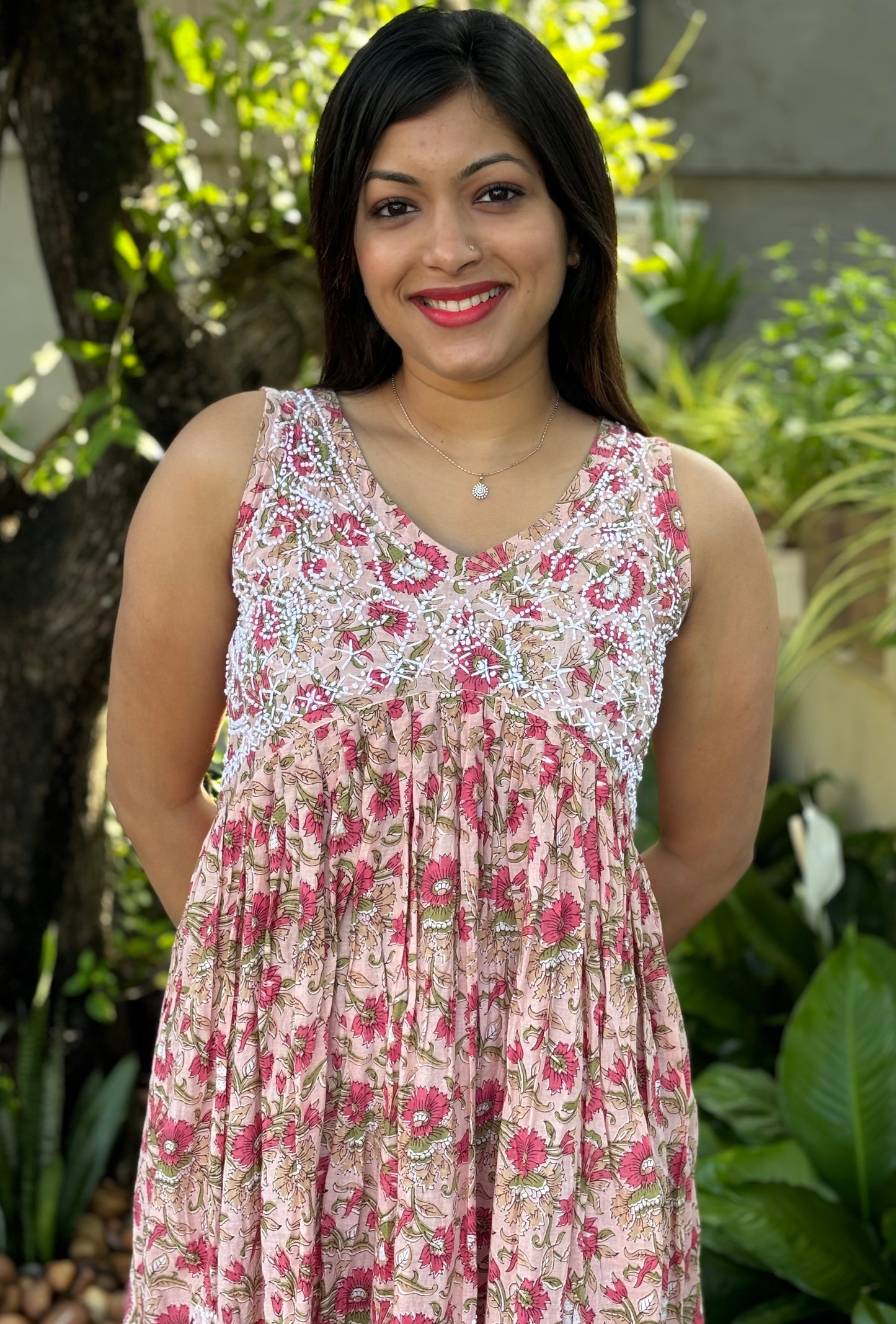 Sleeveless Aliya cut dress (with work on front and back) PRE-ORDER - Mili