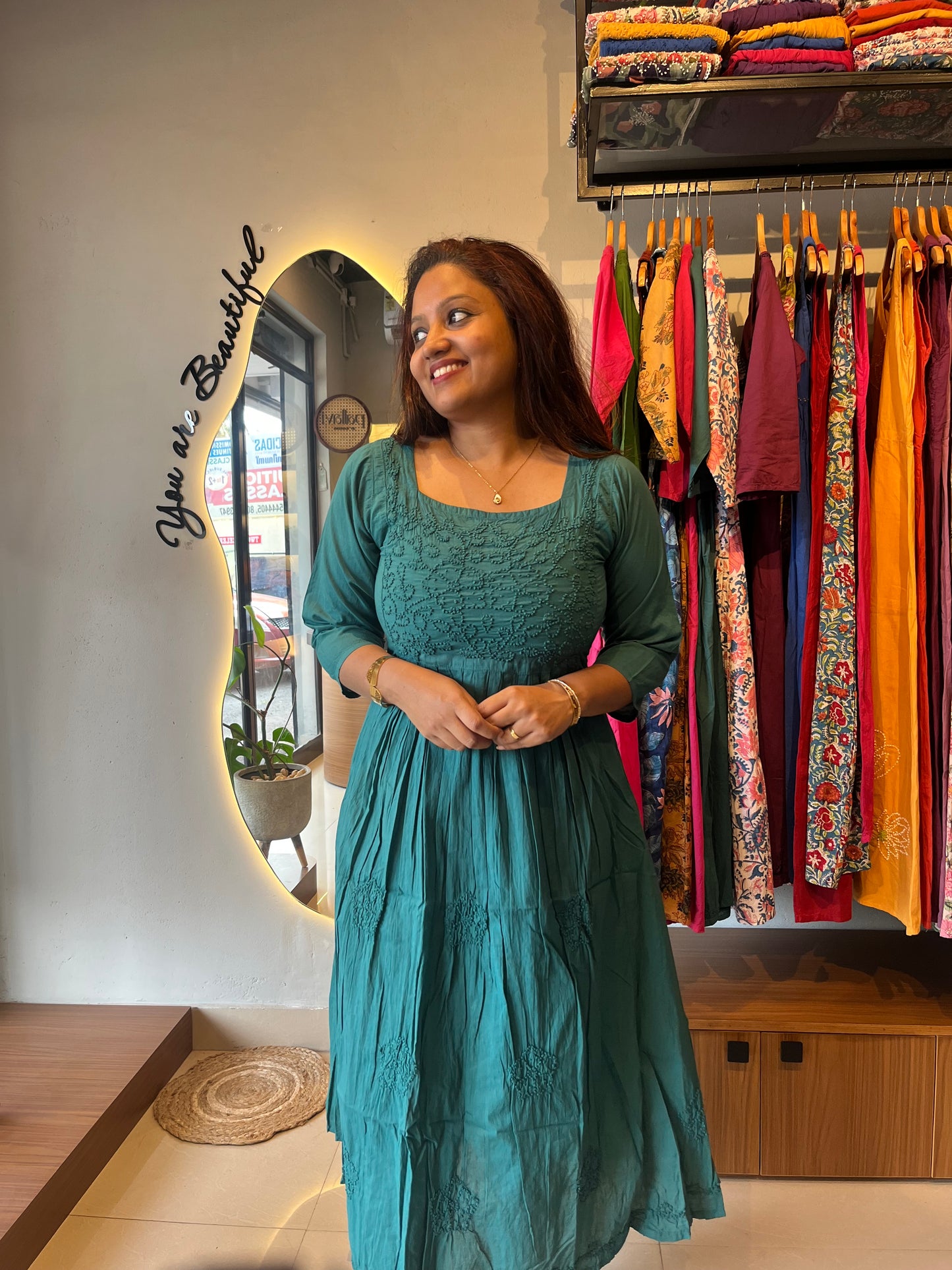 Pleated dress - Peacock green