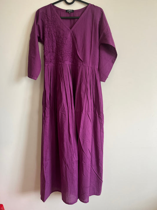 Pleated Angrakha dress - Purple