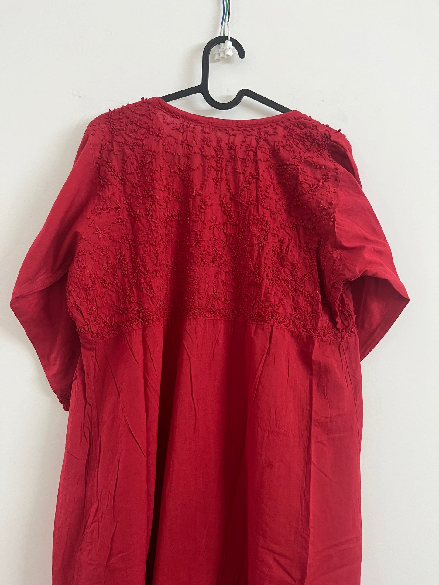 Aliya Cut Kurti/Dress -Red (with work on front and back)