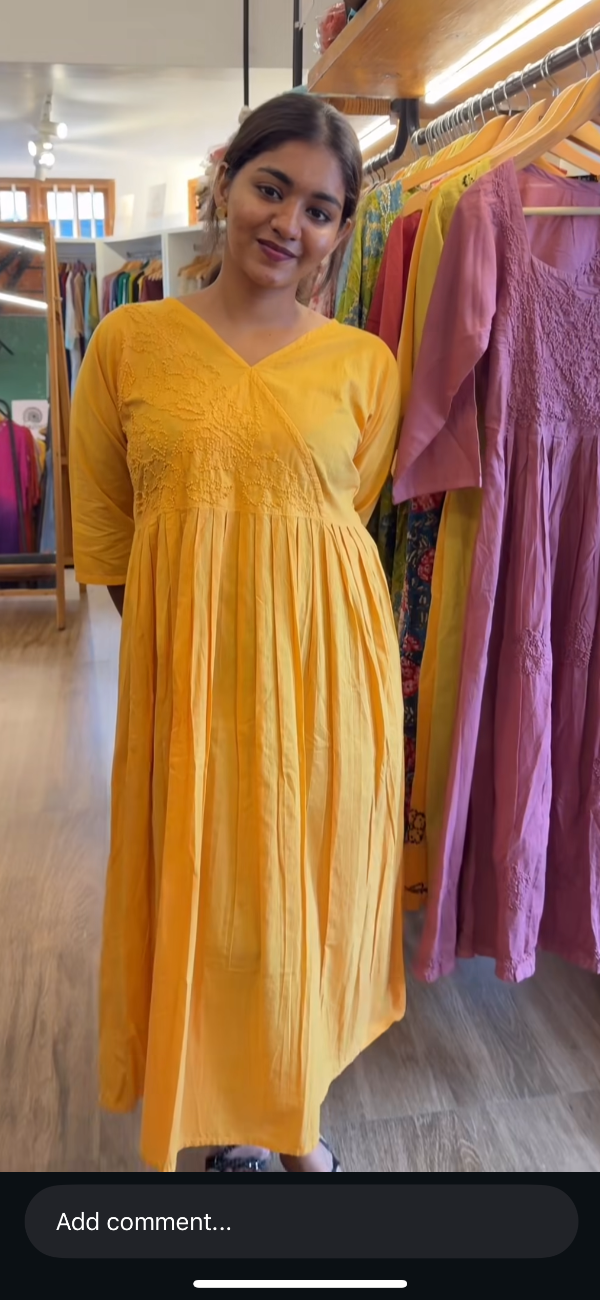 Pleated Angrakha dress PRE-ORDER - Mustard Yellow
