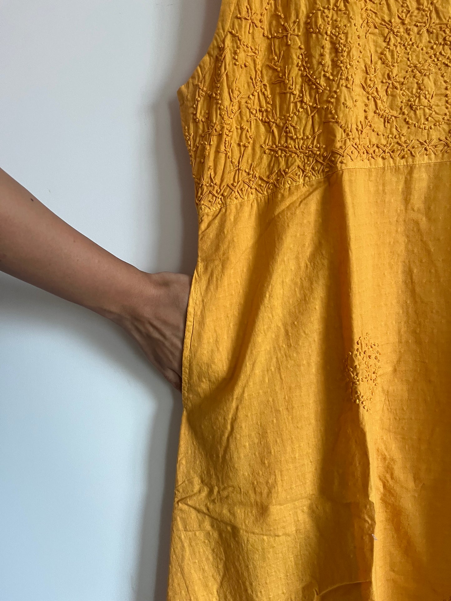 Sleeveless A-line Dress - Mustard Yellow