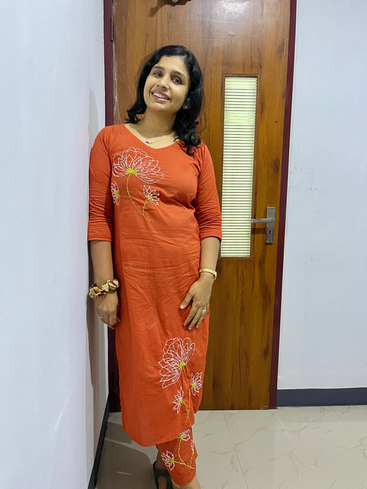Straight Kurti and pant PRE-ORDER - Rust Orange