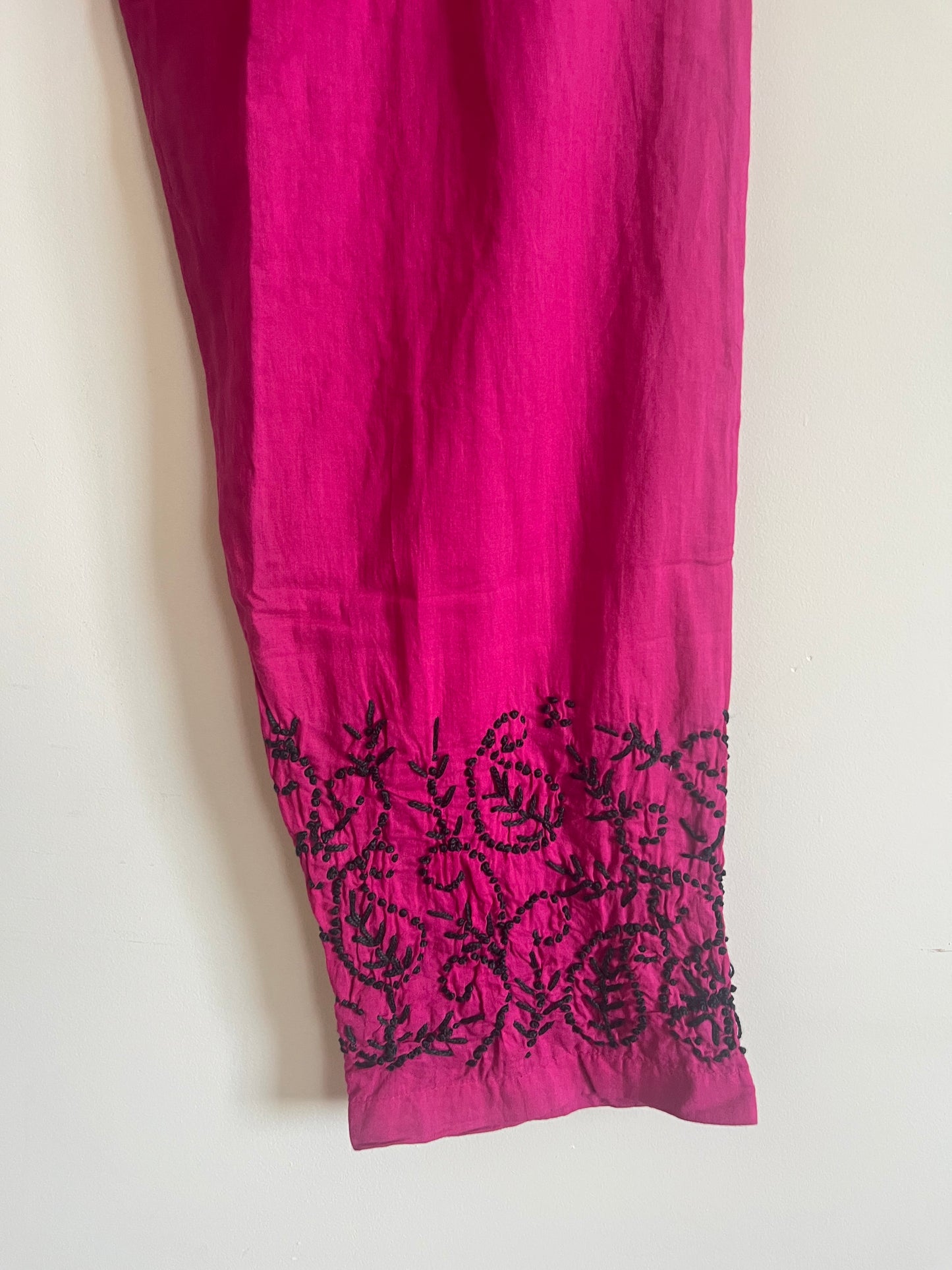 Sleeveless Straight Kurti and Pant (co-ord set) PRE-ORDER - Black knots on Hot Pink