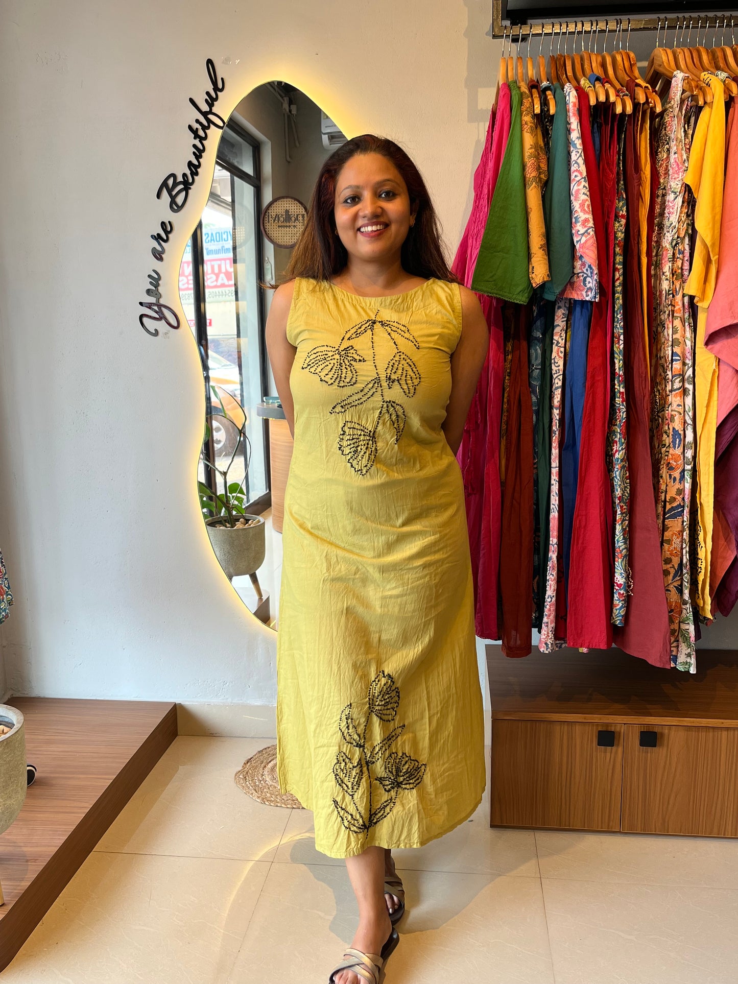 Chameli Charm  Dress - Lime Yellow