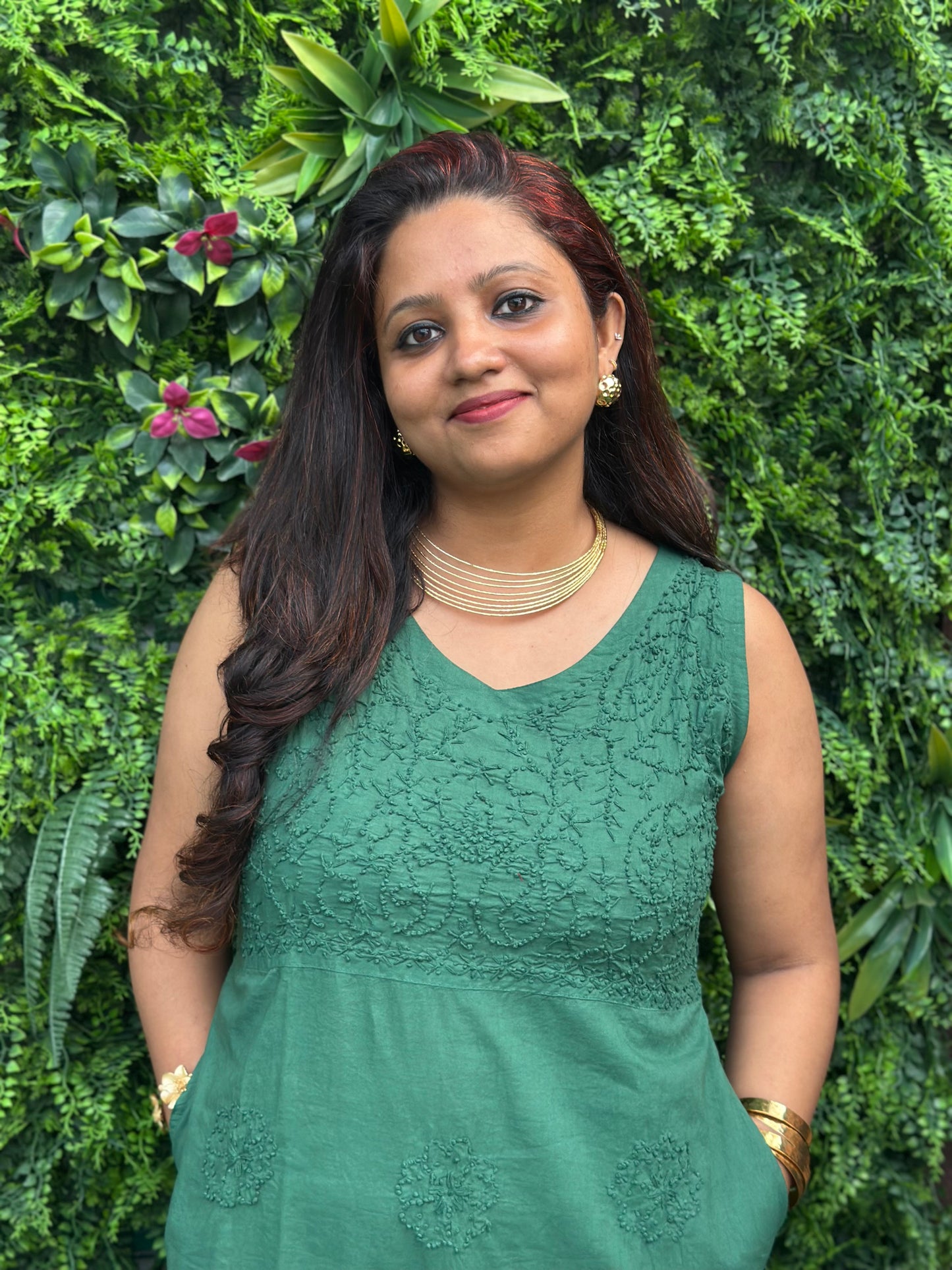 Sleeveless A-LINE Dress PRE-ORDER - Bottle green