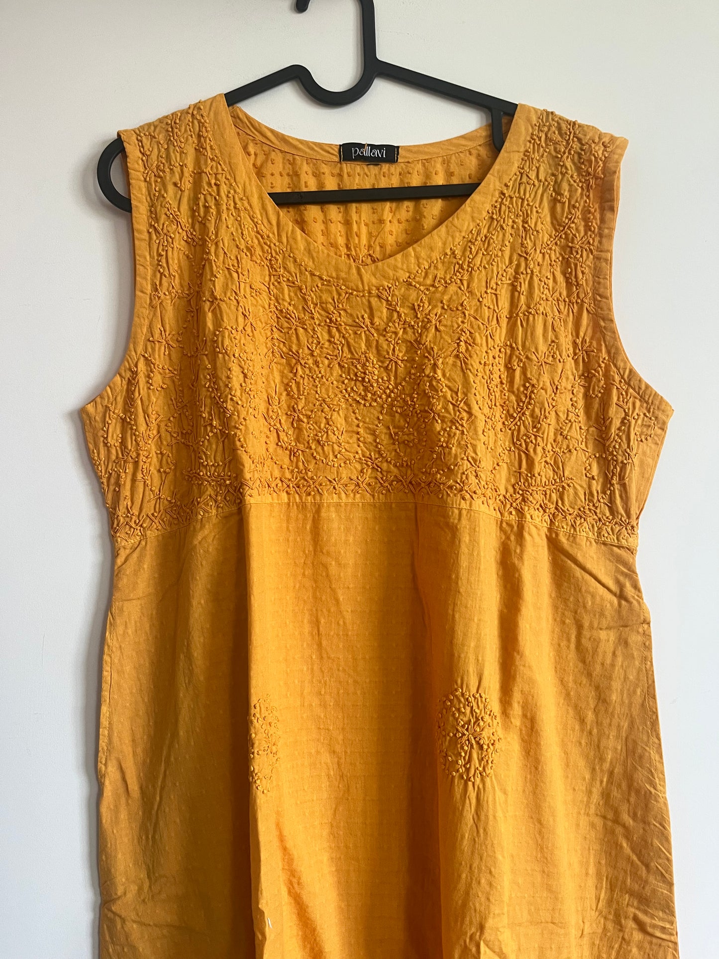 Sleeveless A-line Dress - Mustard Yellow