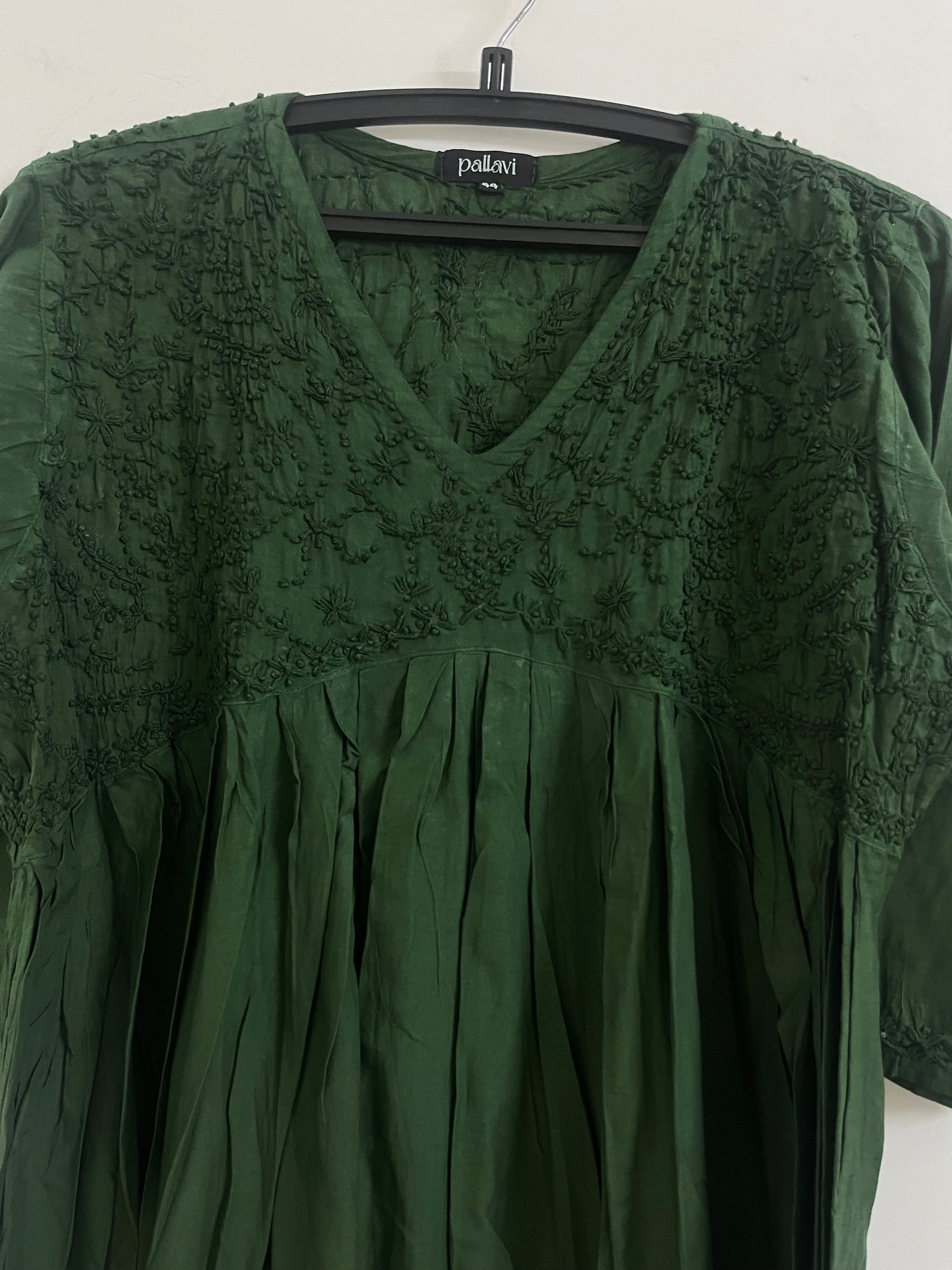 Aliya Cut Kurti/Dress -Seaweed green (with work on front and back)