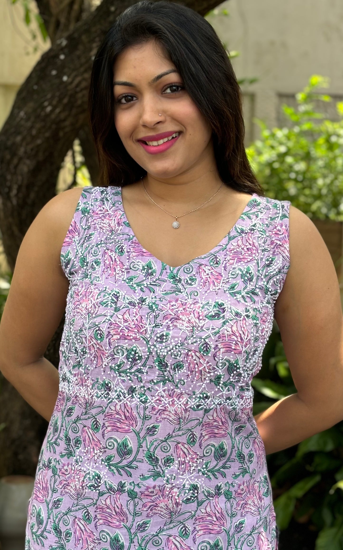 Straight Kurti and pant (Sleeveless) PRE-ORDER - Lavender Smera