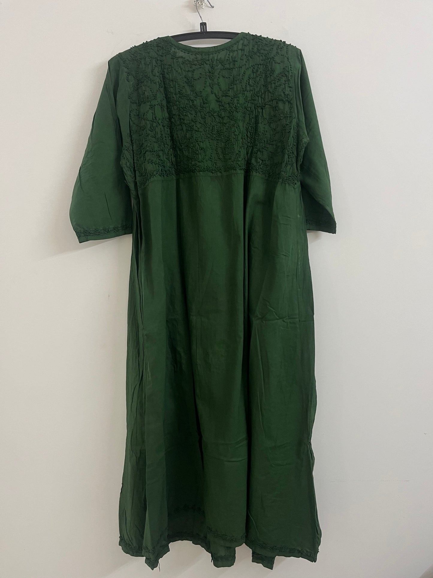 Aliya Cut Kurti/Dress -Seaweed green (with work on front and back)