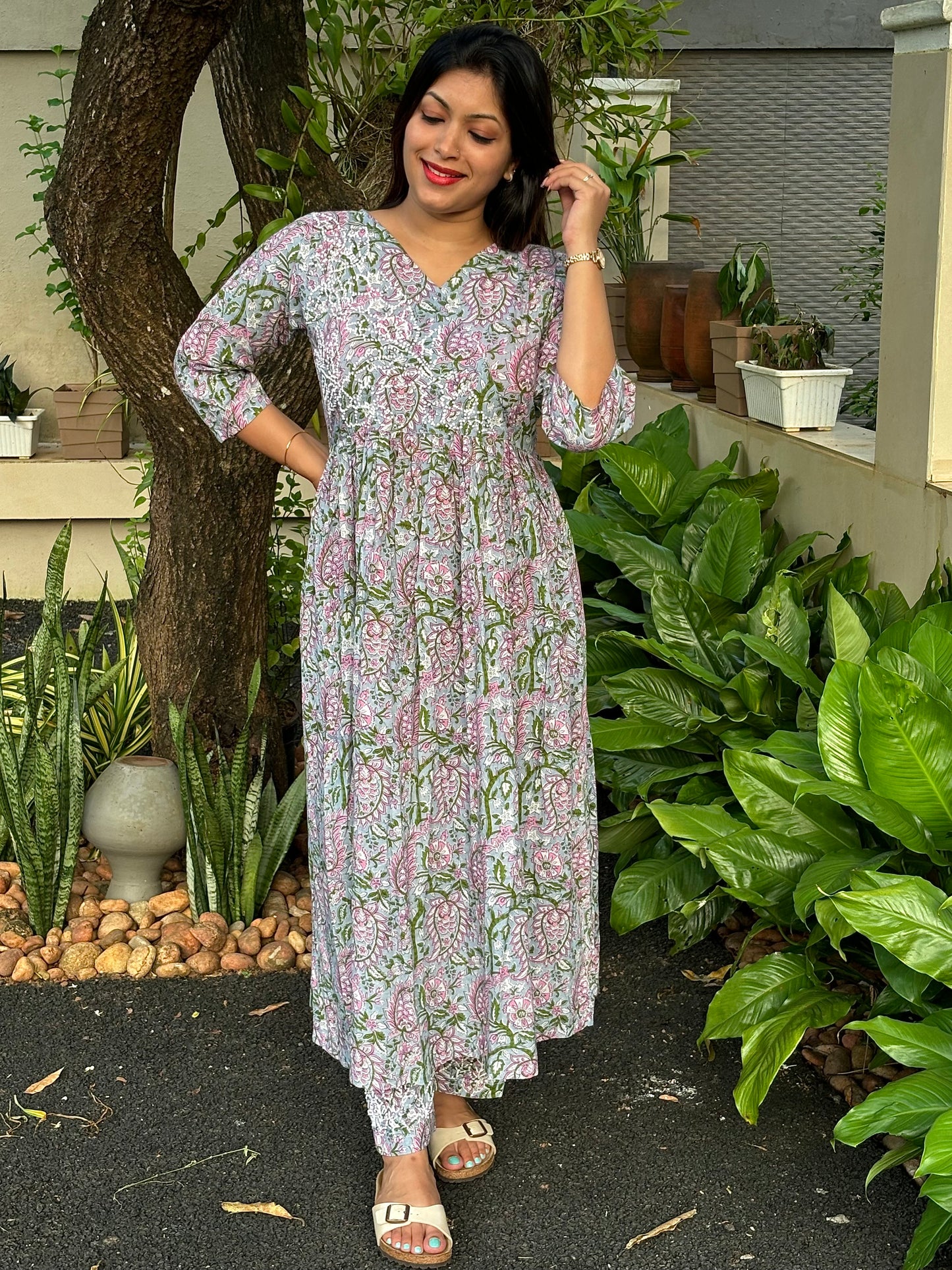 Pleated Angrakha dress PRE-ORDER - Sitara